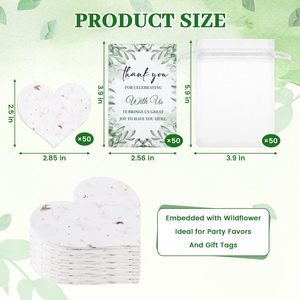 Segnalibro Personalizzato a Forma <span class=keywords><strong>di</strong></span> Cuore in Carta Piantabile con Semi, Ecologico, per Bomboniere <span class=keywords><strong>di</strong></span> Matrimonio - Product Image 2
