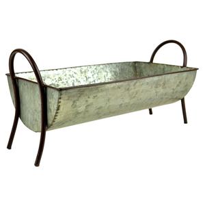 Plateau en fer galvanisé fait à la main avec poignée en fil métallique et base à pieds métalliques, vente au prix de gros - Product Image 1