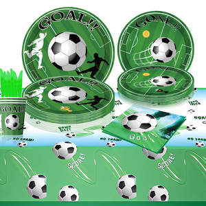 Assiettes et serviettes de football Articles de fête Vaisselle jetable pour garçons Thème sportif <span class=keywords><strong>Anniversaire</strong></span> - Product Image 1