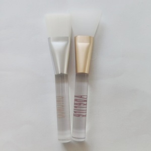 Pinceau plat en silicone transparent avec manche vertical en plastique, outil de beauté pour le maquillage du visage - Product Image 1