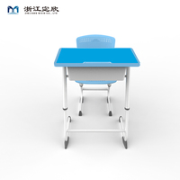 Bureau d'élève pour l'école primaire, mobilier de classe pour l'école primaire, table d'étude en plastique pour élèves, hauteur réglable
