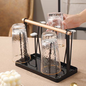 Keuken Eettafel Staande Waterfles Droogrek Met 6 Haken Metalen Black Cup Droogrek - Product Image 6