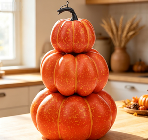 Juego de Decoración Interior de Calabazas Apilables Multicolores de Plástico para Halloween y Acción de Gracias de <span class=keywords><strong>Mubai</strong></span> - Torre de Calabazas de 3 Niveles - Product Image 2
