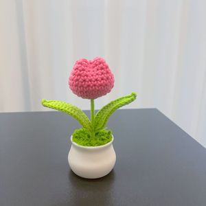 Home Decor Knitting Colorful Creative Hand Woven Flowers Artificial Finished Plant Car Desktop Decor - Product Image 4