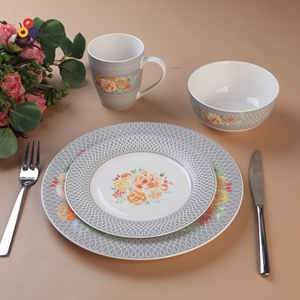 New Bone China 16 Cái Nổi Hoa Thiết Kế Bán Buôn <span class=keywords><strong>Dinner</strong></span> Sets - Product Image 1