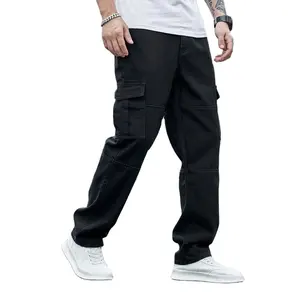 Pantalon cargo pour homme à jambe droite, grandes poches, logo personnalisé, taille hybride, double genouillère, pantalon de travail en velours côtelé pour homme - Product Image 1