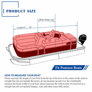 Housse de bateau en polyester pour <span class=keywords><strong>ponton</strong></span>, résistante, imperméable, protection UV, 600D, remorquable, entièrement enveloppante, convient aux bateaux à fond plat de 90 à 120 pouces - Product Image 2