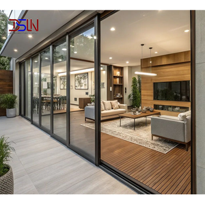 Porte coulissante moderne en alliage d'aluminium pour intérieur/extérieur avec double vitrage trempé et isolation thermique pour la maison - Product Image 1