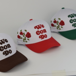 Casquette de baseball brodée florale 5 panneaux de haute qualité, nouveau design, en coton rayé, style bicolore tendance - Product Image 6