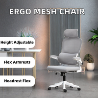 Chaise ergonomique pivotante en promotion pour bureau à domicile, dortoir étudiant, étude, avec appuie-tête réglable et design en maille