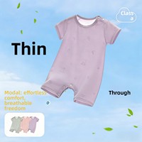 Combinaison d'été pour bébé en modal à manches courtes, anti-humidité, anti-transpiration, unisexe, jacquard, prévient les frisottis, protège le ventre, sans couture