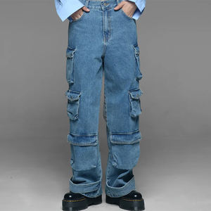 Xjyd जींस आपूर्तिकर्ता उच्च स्ट्रीट कस्टम बैगी फिट आकस्मिक unisex महिलाओं के लिए पुरुषों की मल्टी जेल्स कार्गो पैंट - Product Image 2