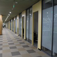 High Quality V80 Glass Partition Wall with Wooden Door Factory Price Half-Glass Room Divider for Office Use