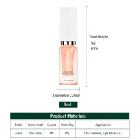 Flacon carré en verre premium 6-8 ml pour brillant à lèvres avec applicateur en alliage de zinc, emballage cosmétique pour huile essentielle à lèvres, personnalisation OEM couleur et logo