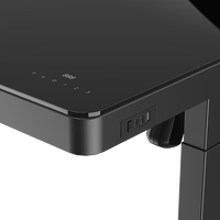 Bureau assis-debout électrique réglable en hauteur avec plateau en verre trempé et tiroirs