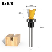 Fraise à queue d'aronde en carbure de tungstène avec roulement, tiges de 1/4, 6 et 8 mm, pour machines à bois et outils de menuiserie