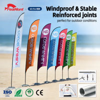 Drapeau de plage professionnel FEAMONT, drapeau personnalisé avec une forme unique et des graphismes haute visibilité pour un impact maximal sur la marque