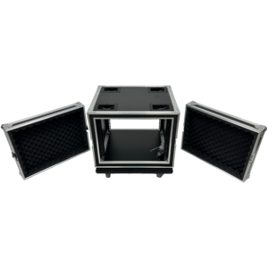Caja de Transporte Resistente OEM 8U con Amortiguación para Amplificador, con 4 Ruedas y Ranuras, Puerta Frontal/Trasera Modular - Product Image 1