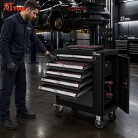 Chariot à outils RT TOOL avec outils, armoire à roulettes à 7 tiroirs pour atelier et garage