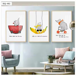 Nordic Nursery <strong>Wall</strong> <strong>Art</strong> with Cute Cartoon Animal Children's Painting Oil Canvas Framed for Baby Room Decoration - Product Image 3