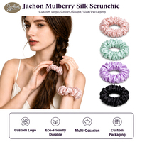 Jachon Trendy 22 Momme Élastiques à cheveux en soie de mûrier fine et élastique pour femmes, bandeaux pour filles, chouchou uni pour la nuit