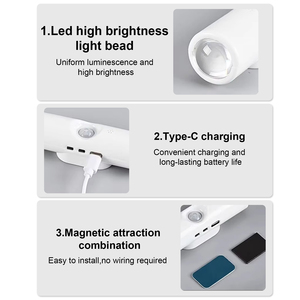 Luz Nocturna LED con Sensor de Movimiento, Inalámbrica, Magnética, Recargable por USB, Lámpara de Gabinete, Sensor PIR de Inducción del Cuerpo Humano, Luz para <span class=keywords><strong>Escaleras</strong></span> - Product Image 4
