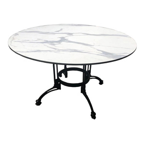 Elegante Tavolo da Pranzo Moderno con Piano in Marmo e Base in Metallo Nero, Tavolo d'Appoggio con <span class=keywords><strong>Dimensioni</strong></span> Personalizzabili per <span class=keywords><strong>Soggiorno</strong></span> e Caffè - Product Image 2