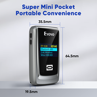 Lecteur de codes-barres portable mini 3 en 1 Eyoyo avec écran, affichage 10H, USB filaire, sans fil, Bluetooth 2.4G, 1D 2D, avec certifications CE, ROHS, FCC
