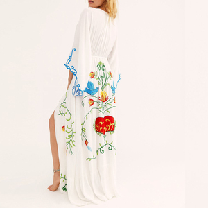 Boutique <span class=keywords><strong>abbigliamento</strong></span> <span class=keywords><strong>donna</strong></span> all'ingrosso 2023 lungo maxi cotone floreale <span class=keywords><strong>boho</strong></span> abito ricamato lady eleganti abiti casual per le donne - Product Image 5