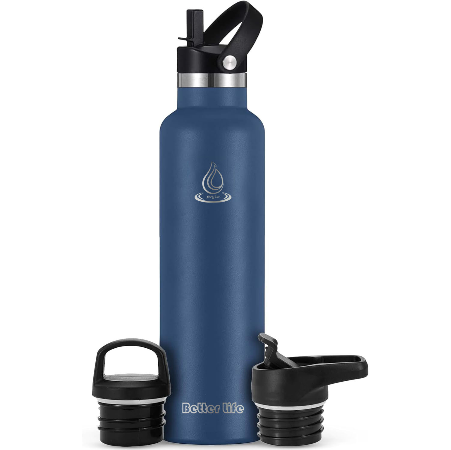 Double Insulated Stainless Steel Water Bottle - BPA Free Straw & Sports Lid, 17oz/20oz/25oz Options, Sweat-Free Eco Thermos