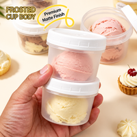 Pot à glace en PP avec couvercle à vis 6oz, empilable, pour yaourt glacé, transparent, rond, hermétique, réutilisable, lot en gros