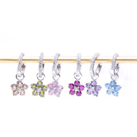 Five Leaf Flower Charm Anhänger Pave CZ Hoop 925 Sterling Silber Damen schmuck Vergoldete Ohrringe