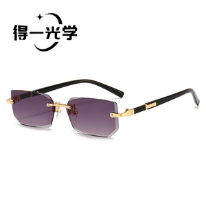 De Yi <b>Optics</b> Frameless Square Sunglasses Pc Lens Uv400 Protection Unisex Outdoors Cycling <b>Driving</b> - Product Image 2