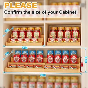 Bamboo Storage Rack 3 Tier Multi Function Kitchen Organizer For Spices And Sundries <b>Desktop</b> <b>Shelf</b> - Product Image 3