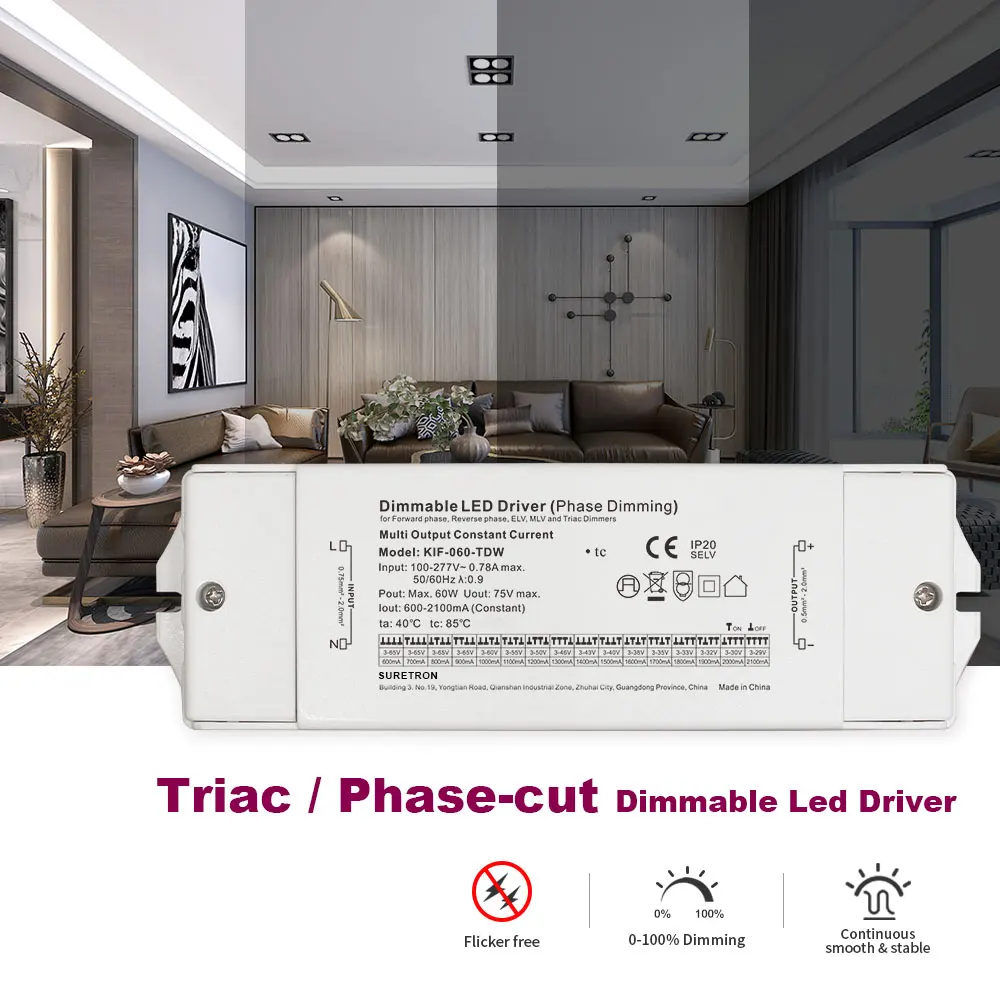 Triac Dimbare Led Down Licht Driver 120V Ac 9W 40W 60W 300ma 3V 42V 65V Dc Triac Dimmen Constante Stroom Led Driver