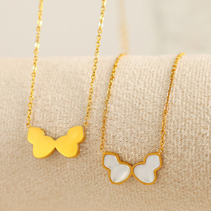 Double Gourd Necklace 18k Gold Plated <b>Titanium</b> Steel Pendant Seashell Clavicle Chain For Women Everyday Wear - Product Image 3