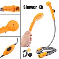 Nouvelle douche de voiture portable DC12V avec seau pliable et pommeau de douche extérieur pour un bain de camping pratique