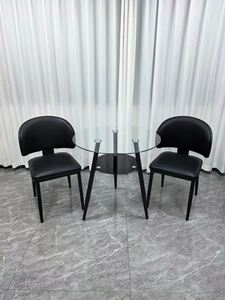 Mesa de Negociación Moderna para Oficina, Superficie de Vidrio Templado, Diseño de Almacenamiento de un Solo Nivel, Patas de Acero Inoxidable, Mostrador de Recepción - Product Image 3