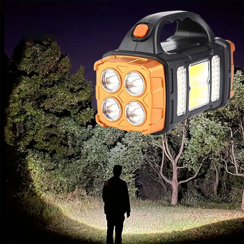 Portable Solar LED Work Light Powerful USB & Flashlight with 4 Gear Charge Mobile Phone CE RoHS Camping Lamp for Outdoor Use