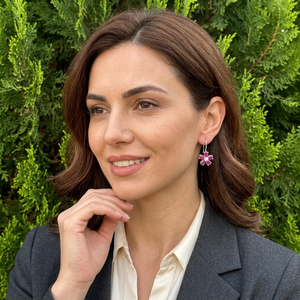 Natural Ruby <b>Flower</b> Drop Chandelier Earrings 925 Sterling Silver Rhodium Plated 11 Carats Wedding Fine Gemstone Jewelry - Product Image 3