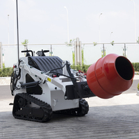 Mini-chargeuse compacte diesel avec godet mélangeur, chargeuse sur pneus compacte pour travaux de mélange de ciment et de construction