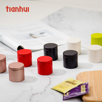 Tianhui Mini boîtes en métal noir boîte d'emballage de thé rond Matcha boîtes Logo personnalisé