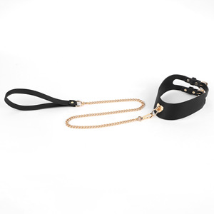 <b>Black</b> Heart Choker With <b>Chain</b> And Buckle For Bondage Play Adult Use - Product Image 4