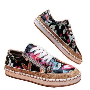 Women Flat Sneakers Summer Breathable Slip-On Walking Shoes Soft Sole Lazy Low-Top Cotton Fabric PU Outsole EVA <b>Insole</b> - Product Image 1