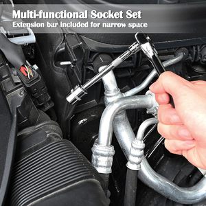 46 pcs 1/4 "Ổ cắm và ổ đĩa công cụ thiết lập cơ khí công cụ Kit Ratchet cờ lê ổ cắm thiết lập CR-V thép - Product Image 5