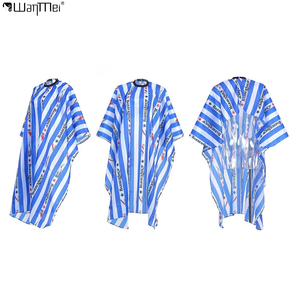 Wanmei Fashion Tablier <span class=keywords><strong>de</strong></span> coiffure et <span class=keywords><strong>de</strong></span> coloration à rayures bleues et blanches avec protection d'épaule pour salon - Product Image 1