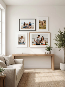 Holesale Modern Brown Wood Grain MDF Photo <strong>Frame</strong> Set for Gallery Wall <strong>Multiple</strong> Sizes Picture <strong>Frame</strong> With Mat - Product Image 4