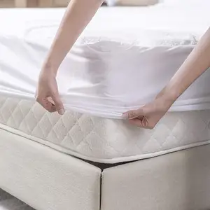 Funda de cama hipoalergénica de algodón, cubierta protectora de colchón impermeable de bambú, rizo