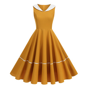 <span class=keywords><strong>Abito</strong></span> Vintage Estivo da Donna Anni '50, Nuovo Arrivo, <span class=keywords><strong>Blu</strong></span> Navy, Stile Nautico, Colletto alla Marinara, Slim Fit, Lavorato a <span class=keywords><strong>Maglia</strong></span>, Senza Maniche - Product Image 5