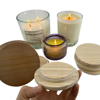 Venta al por mayor, tarro personalizado de 88mm, sellos de tapa de madera, tapa antiderrame para tarros de velas con silicona